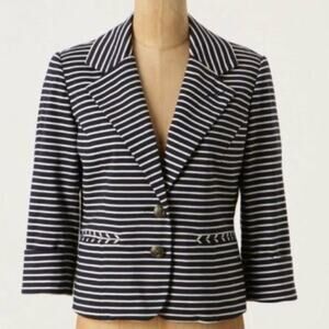 Anthropologie Cartonnier En Route Blazer Button Women's Size Sm Nautical Striped